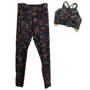 Lululemon Wunder Under High Rise Legging & Bra Set - Flower/Splatter Print